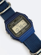 Custom Casio F91W Watch, Blue, Blue NATO Strap