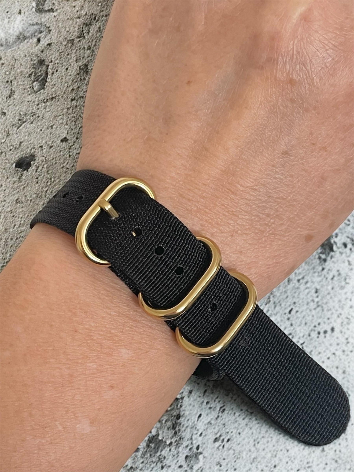 Black NATO Strap, Gold Buckle