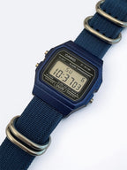 Custom Casio F91W Watch, Blue, Blue NATO Strap