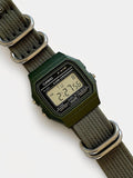 Custom Casio F91W Watch, Green, Army Green NATO Strap