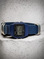 Custom Casio F91W Watch, Blue, Blue NATO Strap