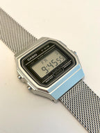 Custom Casio F91W Watch, Silver, Silver Metal Band