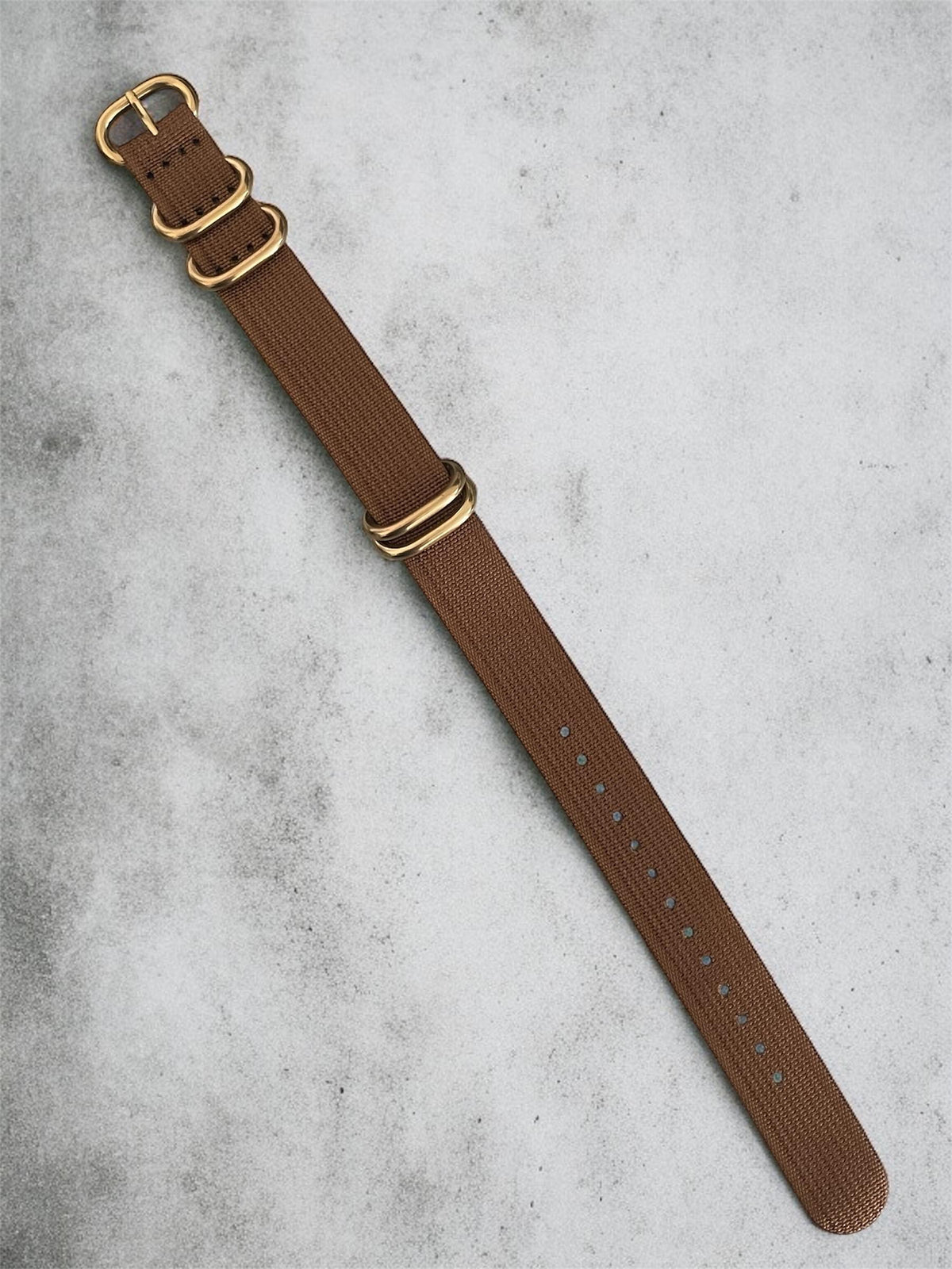 Brown NATO Strap, Gold Buckle