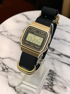 Custom Casio F91W Watch, Gold, Black NATO Strap