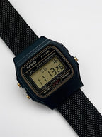 Custom Casio F91W Watch, Black, Black Metal Band