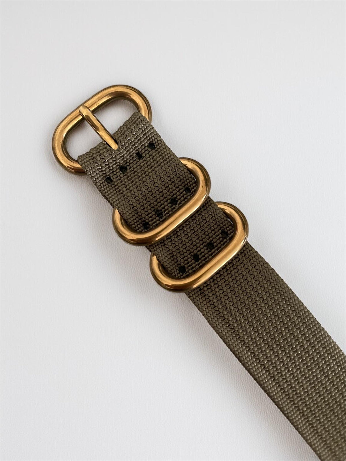 Green NATO Nylon Strap, Gold Buckle