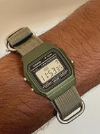 Custom Casio F91W Watch, Green, Army Green NATO Strap