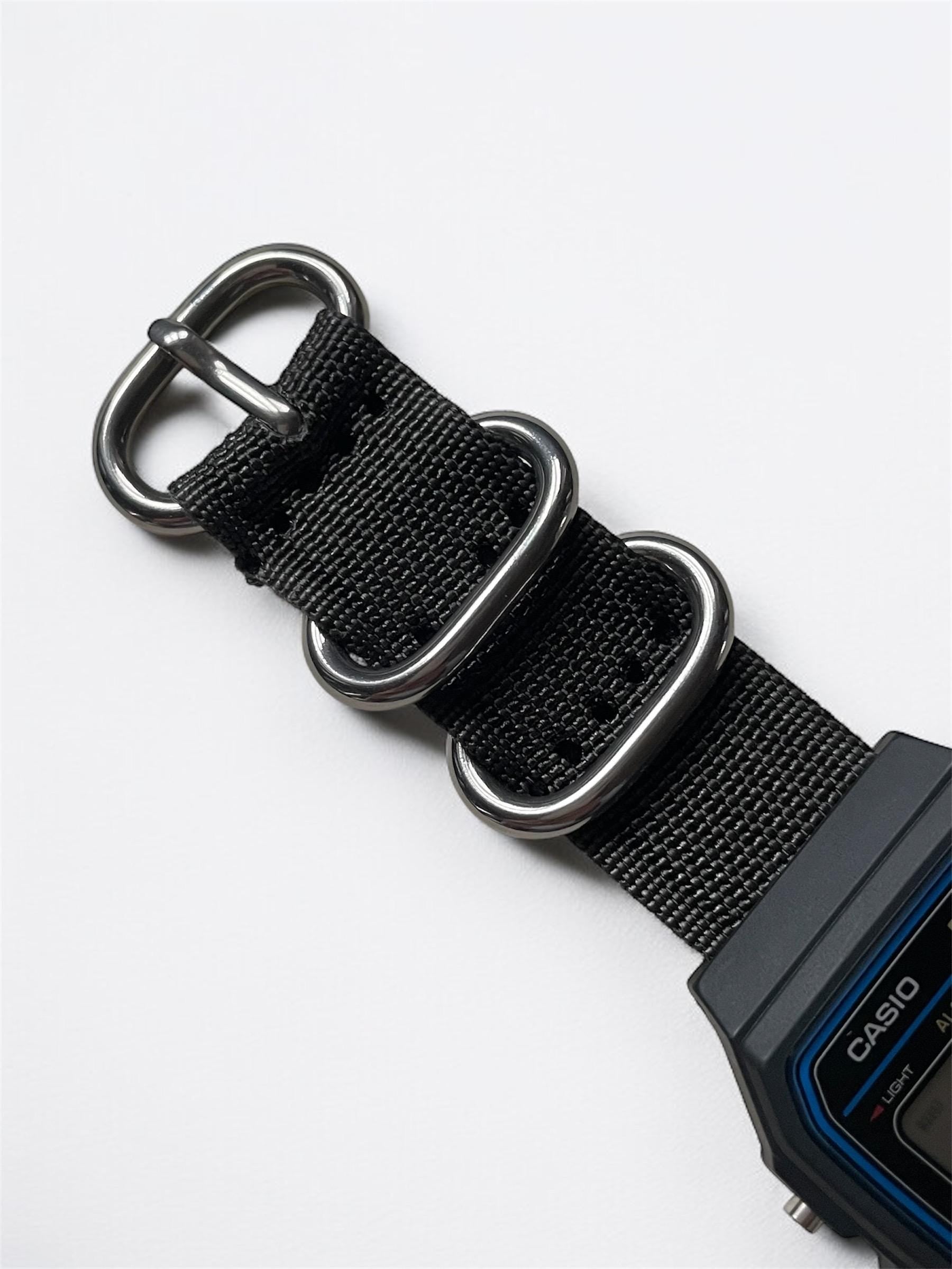 Custom Casio F91W Watch, Black, Gray Strap