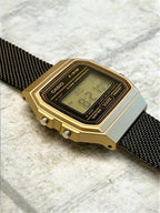 Custom Casio F91W Watch, Gold, Black Metal Band