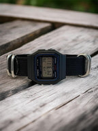 Custom Casio F91W Watch, Black, Black NATO Strap