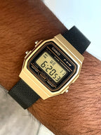 Custom Casio F91W Watch, Gold, Black Metal Band