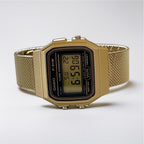 Custom Casio F91W Watch, Gold, Gold Metal Band