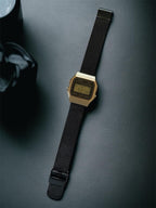 Custom Casio F91W Watch, Gold, Black Metal Band
