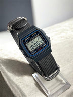 Custom Casio F91W Watch, Black, Gray Strap