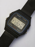 Custom Casio F91W Watch, Black, Black Metal Band