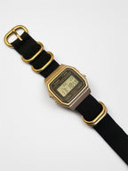 Custom Casio F91W Watch, Gold, Black NATO Strap