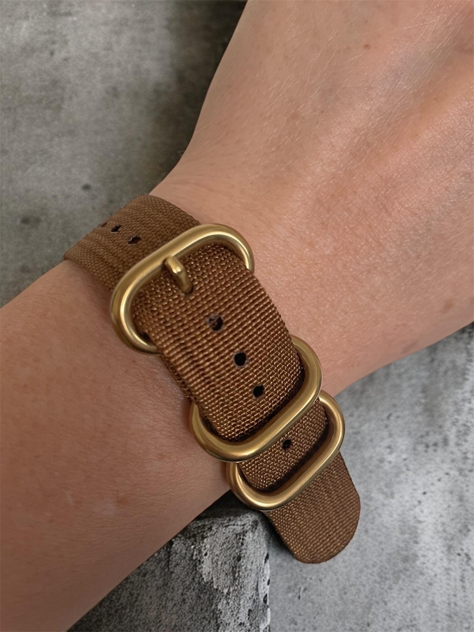 Brown NATO Strap, Gold Buckle