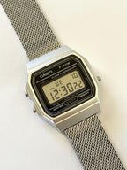 Custom Casio F91W Watch, Silver, Silver Metal Band