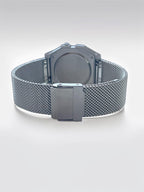 Custom Casio F91W Watch, White, Silver Metal Band