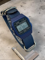 Custom Casio F91W Watch, Blue, Blue NATO Strap