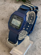Custom Casio F91W Watch, Blue, Blue NATO Strap