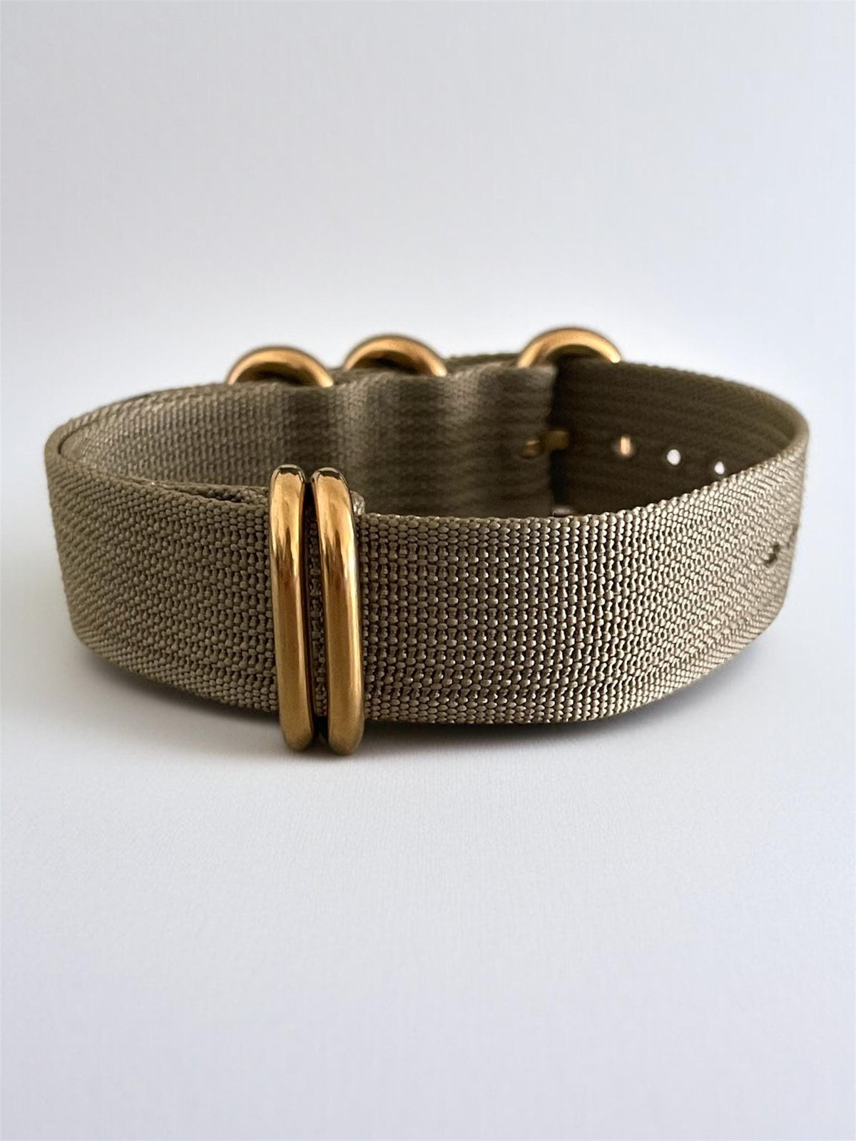 Green NATO Nylon Strap, Gold Buckle
