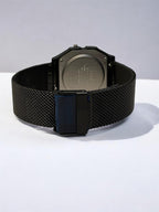 Custom Casio F91W Watch, Black, Black Metal Band