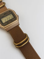 Custom Casio F91W Watch, Gold, Brown NATO Strap