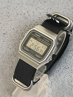 Custom Casio F91W Watch, Silver, Black NATO Strap