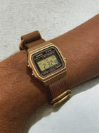 Custom Casio F91W Watch, Gold, Brown NATO Strap