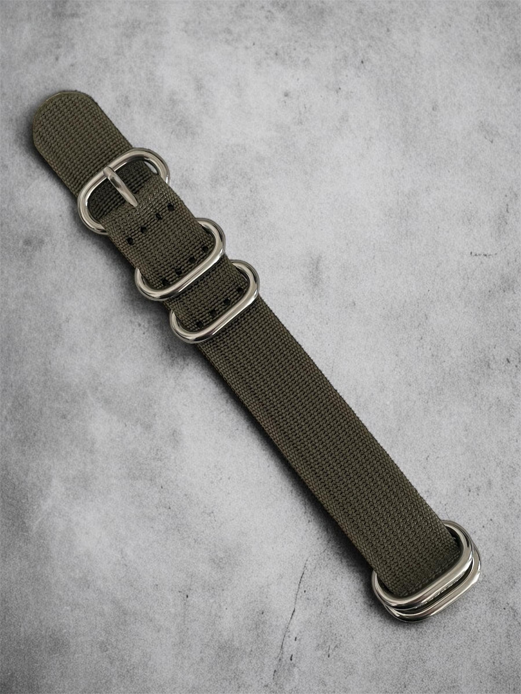 Army Green NATO Strap, Silver Buckle