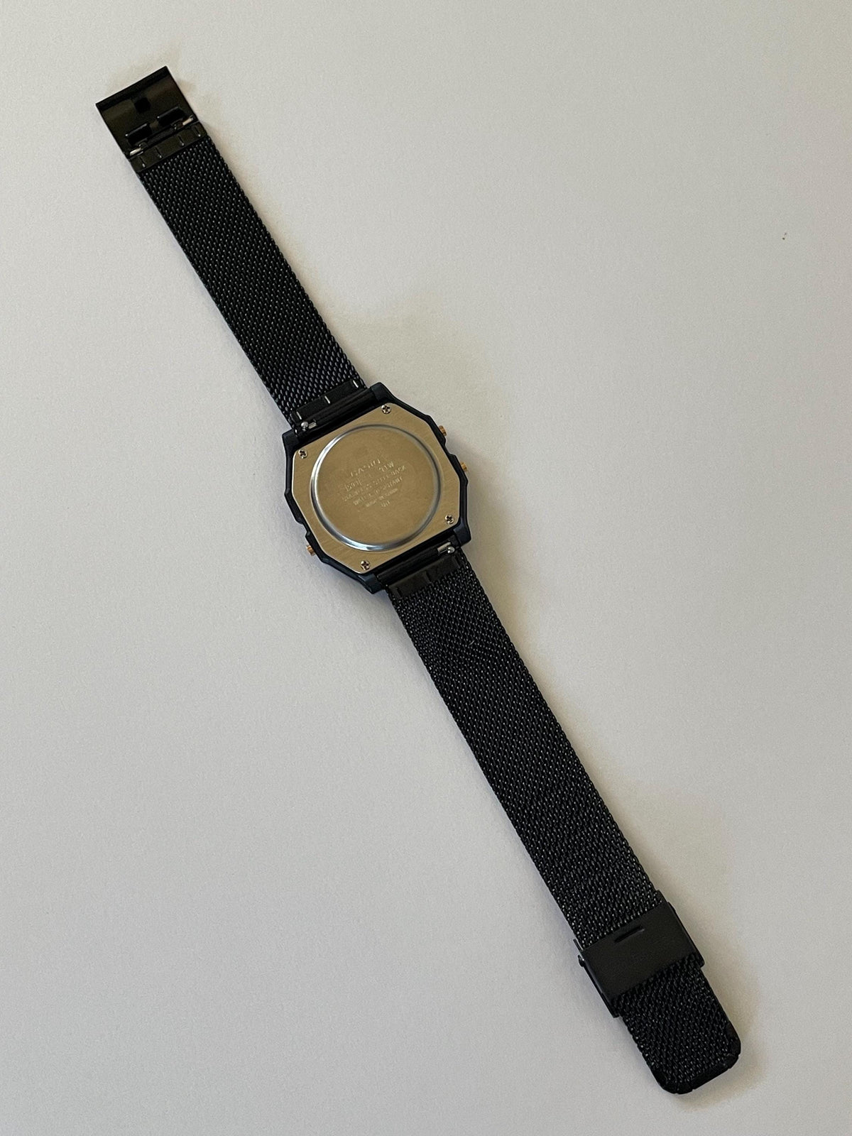 Custom Casio F91W Watch, Black, Black Metal Band