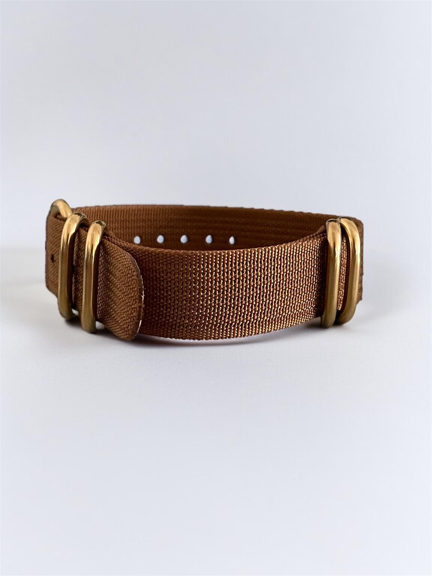 Brown NATO Strap, Gold Buckle
