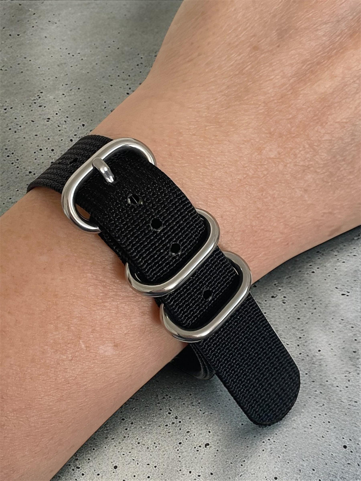 Black NATO Strap, Silver Buckle