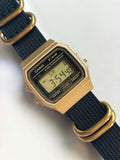 Custom Casio F91W Watch, Gold, Black NATO Strap