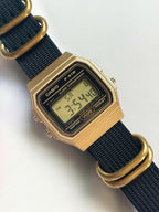Custom Casio F91W Watch, Gold, Black NATO Strap