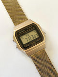 Custom Casio F91W Watch, Gold, Gold Metal Band