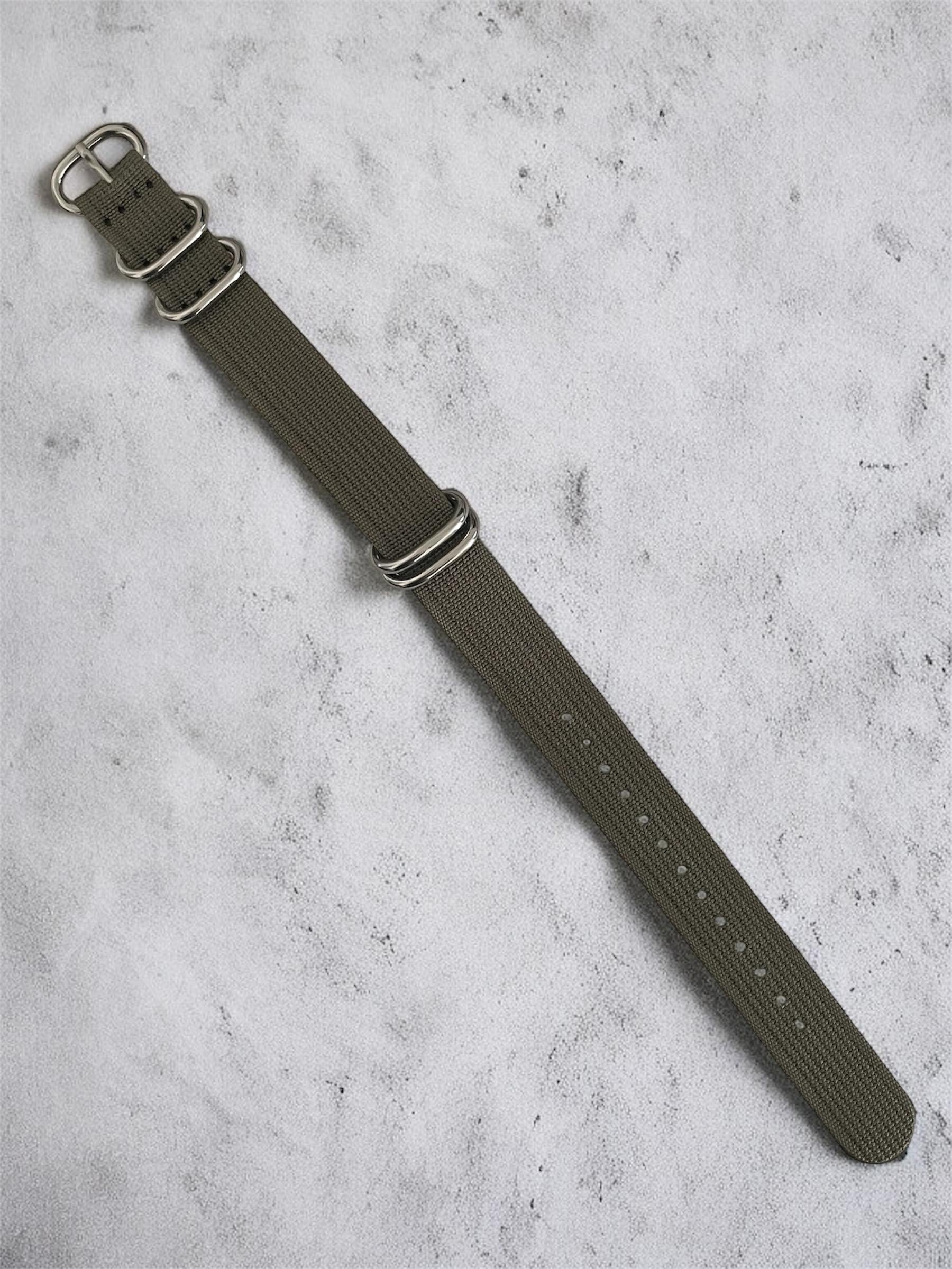 Army Green NATO Strap, Silver Buckle