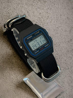 Custom Casio F91W Watch, Black, Black NATO Strap