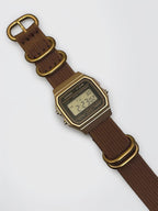 Custom Casio F91W Watch, Gold, Brown NATO Strap