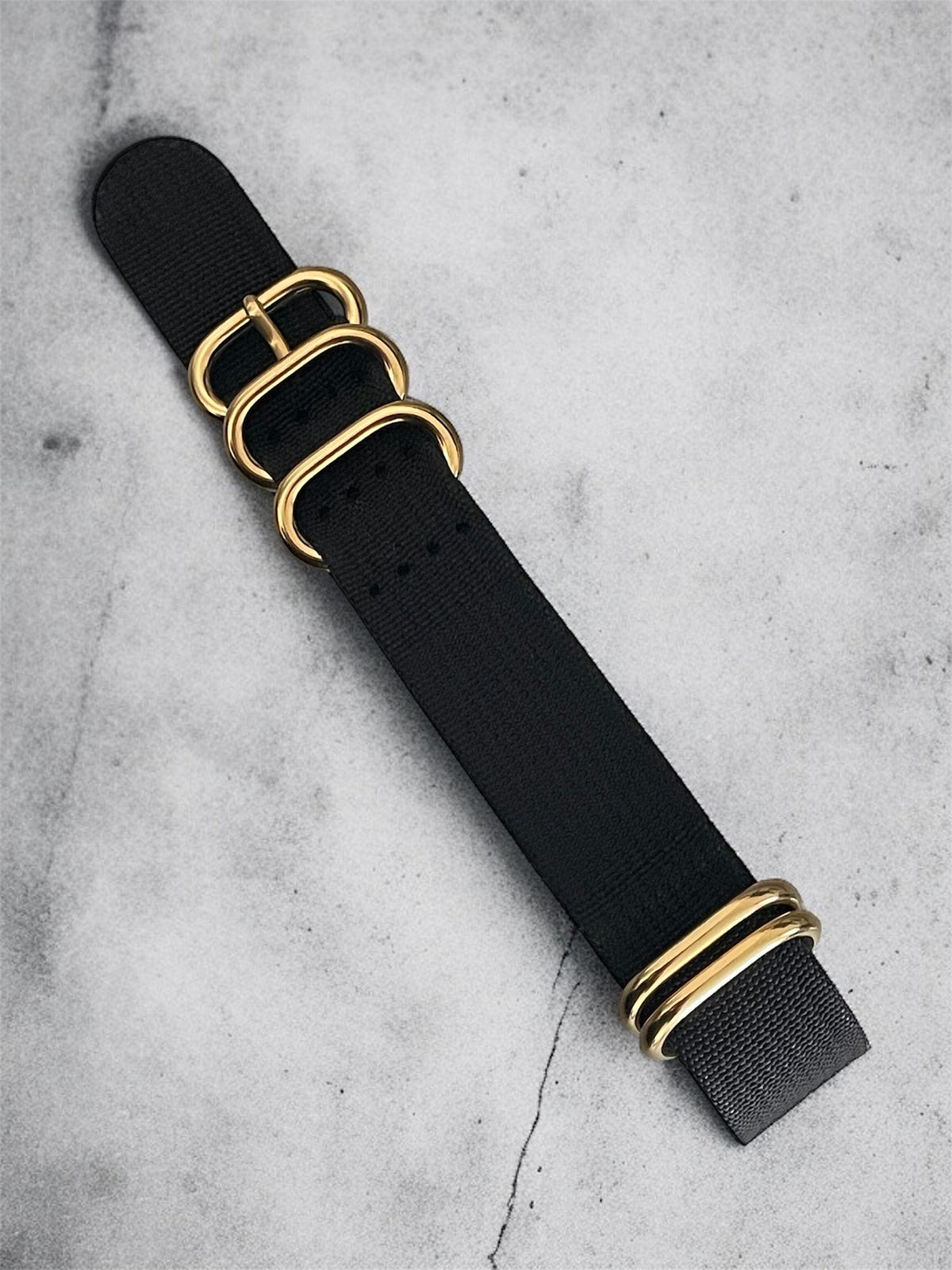 Black NATO Strap, Gold Buckle