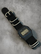 Custom Casio F91W Watch, Black, Black NATO Strap