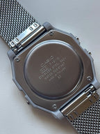 Custom Casio F91W Watch, White, Silver Metal Band