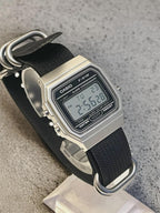 Custom Casio F91W Watch, Silver, Black NATO Strap