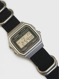 Custom Casio F91W Watch, Silver, Black NATO Strap