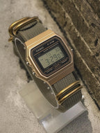 Custom Casio F91W Watch, Gold, Army Green NATO Strap
