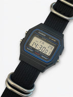 Custom Casio F91W Watch, Black, Black NATO Strap