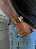 Custom Casio F91W Watch, Gold, Army Green NATO Strap