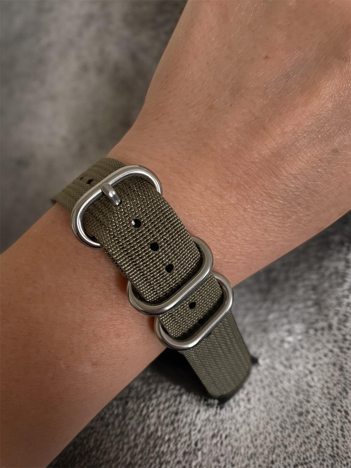 Army Green NATO Strap, Silver Buckle