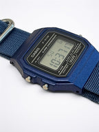 Custom Casio F91W Watch, Blue, Blue NATO Strap